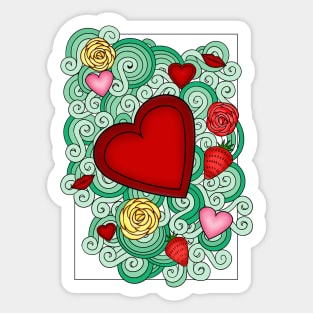 Hearts and Roses Sticker